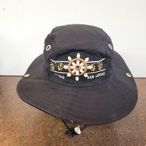 Cabo San Lucas Ship Wheel Adjustable Hat Cap Black Mens